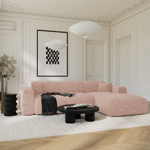 Canapé grand angle droit convertible LIVA Velours texturé