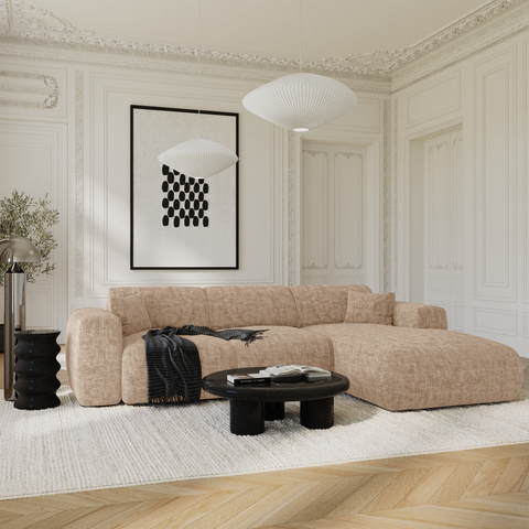 Canapé grand angle droit convertible LIVA Velours texturé
