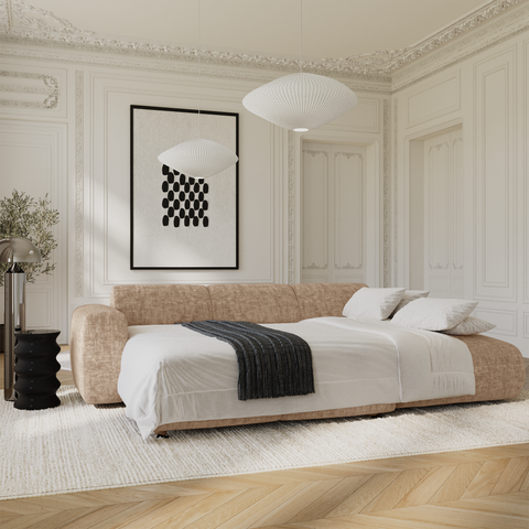 Canapé grand angle droit convertible LIVA Velours texturé