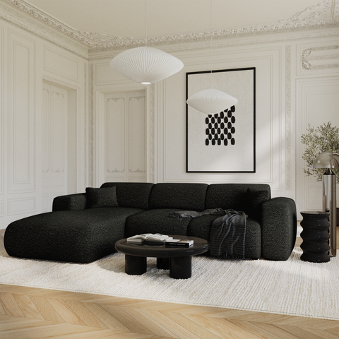 Canapé grand angle gauche convertible LIVA Tissu bouclette