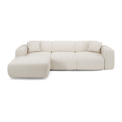 Canapé grand angle gauche convertible LIVA Tissu bouclette