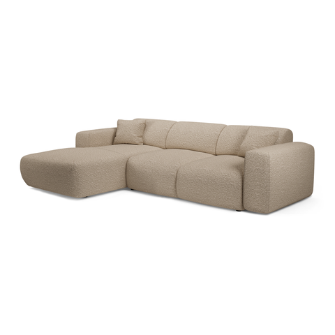 Canapé grand angle gauche convertible LIVA Tissu bouclette
