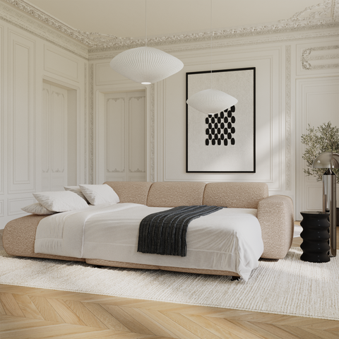 Canapé grand angle gauche convertible LIVA Tissu bouclette