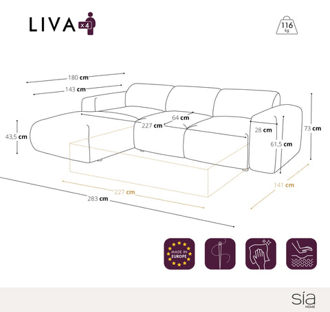 Canapé grand angle gauche convertible LIVA Tissu bouclette