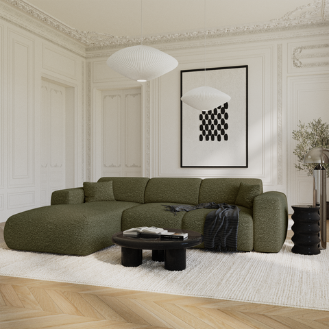 Canapé grand angle gauche convertible LIVA Tissu bouclette