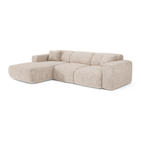 Canapé grand angle gauche convertible LIVA Velours gaufré