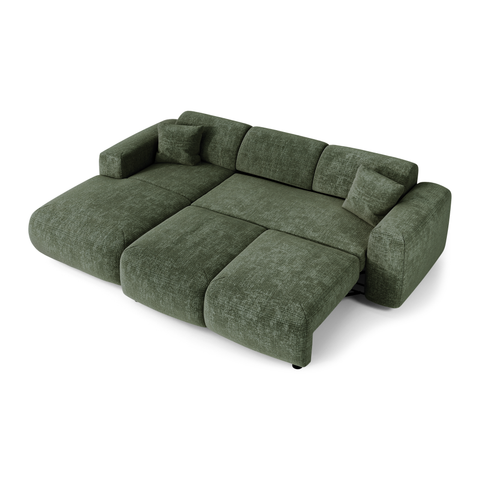Canapé grand angle gauche convertible LIVA Velours gaufré