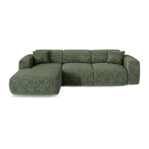 Canapé grand angle gauche convertible LIVA Velours gaufré