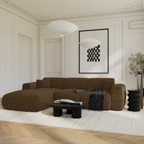 Canapé grand angle gauche convertible LIVA Velours texturé