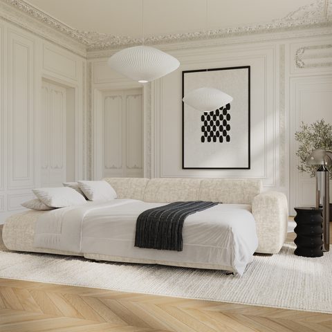 Canapé grand angle gauche convertible LIVA Velours texturé