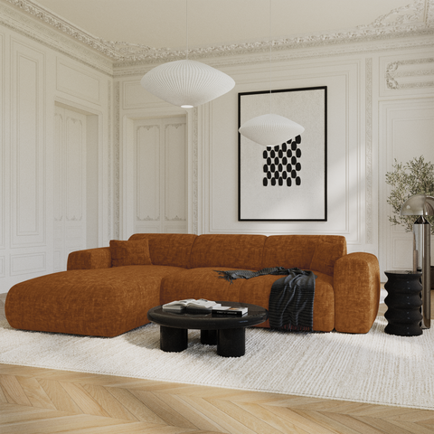 Canapé grand angle gauche convertible LIVA Velours texturé