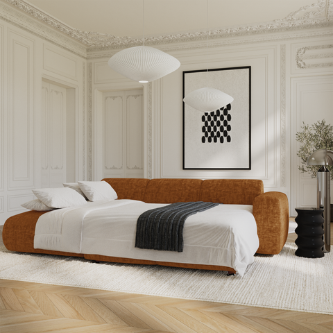 Canapé grand angle gauche convertible LIVA Velours texturé