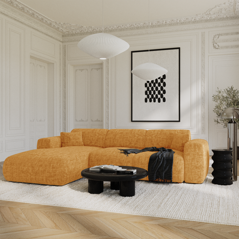 Canapé grand angle gauche convertible LIVA Velours texturé