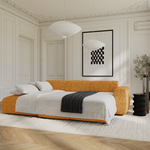 Canapé grand angle gauche convertible LIVA Velours texturé