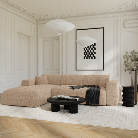 Canapé grand angle gauche convertible LIVA Velours texturé