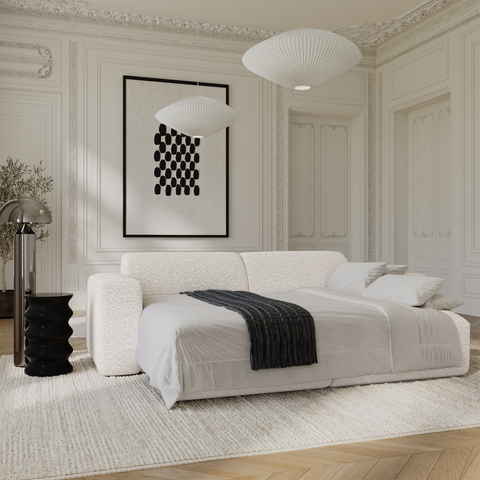 Canapé 4 places convertible LIVA Tissu bouclette