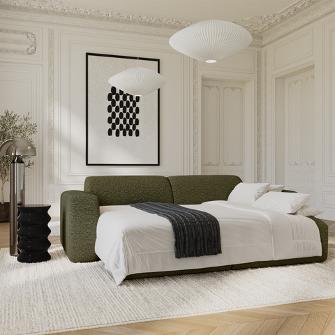 Canapé 4 places convertible LIVA Tissu bouclette