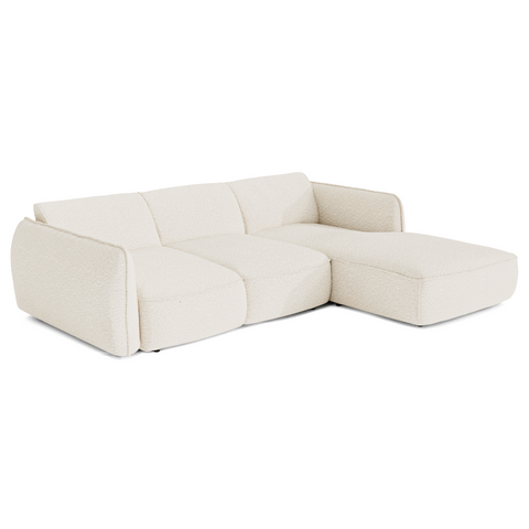 Canapé d'angle droit convertible LIVIA tissu bouclette