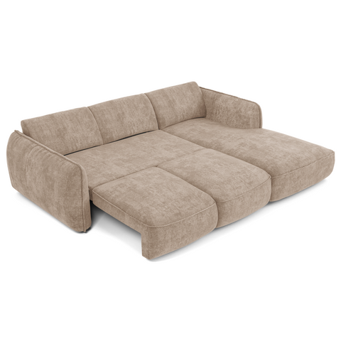 Canapé d'angle droit convertible LIVIA velours tramé