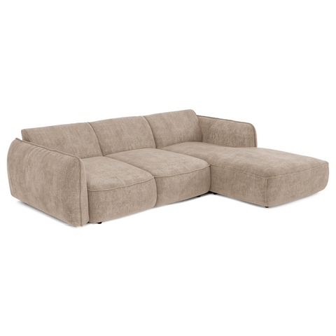 Canapé d'angle droit convertible LIVIA velours tramé