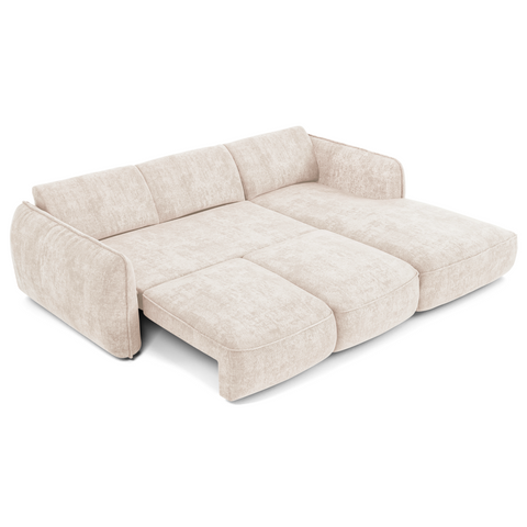 Canapé d'angle droit convertible LIVIA velours tramé