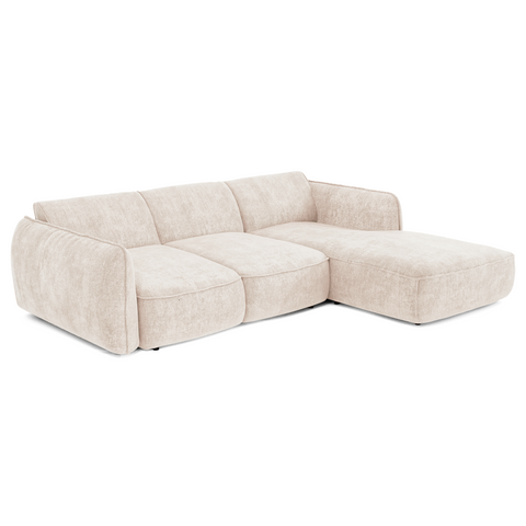 Canapé d'angle droit convertible LIVIA velours tramé