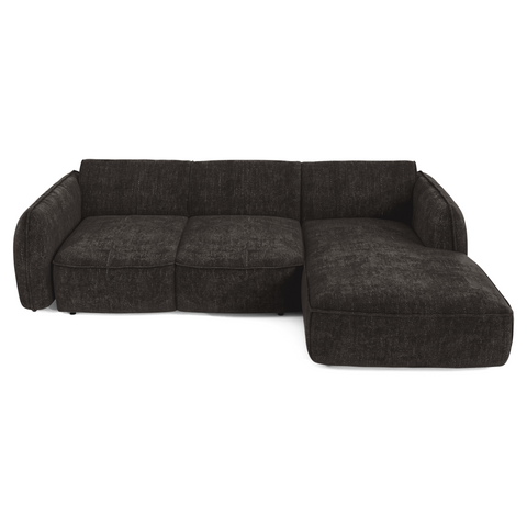 Canapé d'angle droit convertible LIVIA velours tramé