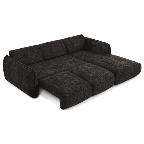 Canapé d'angle droit convertible LIVIA velours tramé