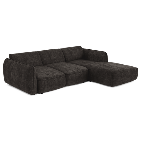 Canapé d'angle droit convertible LIVIA velours tramé