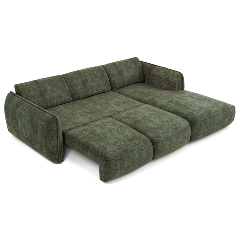 Canapé d'angle droit convertible LIVIA velours tramé