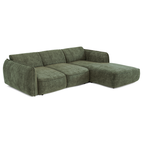 Canapé d'angle droit convertible LIVIA velours tramé