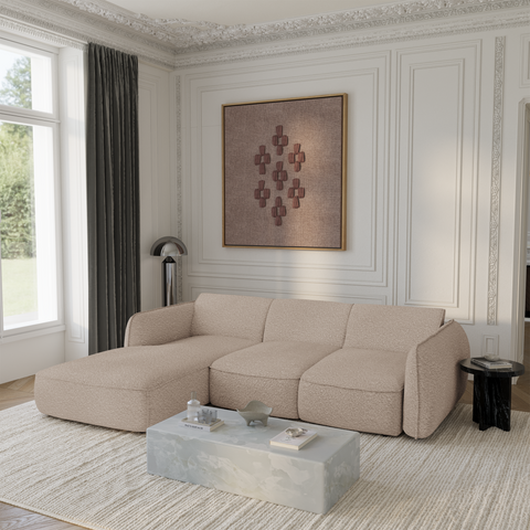 Canapé d'angle gauche convertible LIVIA tissu bouclette