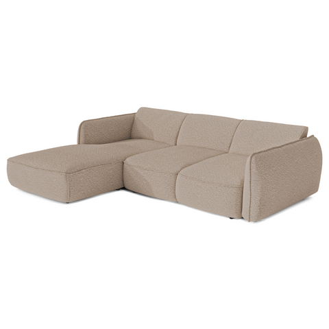 Canapé d'angle gauche convertible LIVIA tissu bouclette