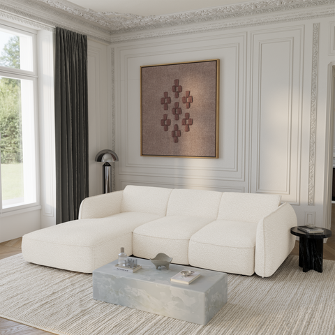 Canapé d'angle gauche convertible LIVIA tissu bouclette