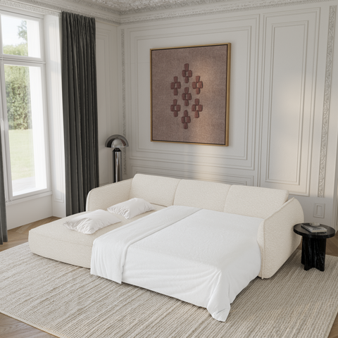 Canapé d'angle gauche convertible LIVIA tissu bouclette