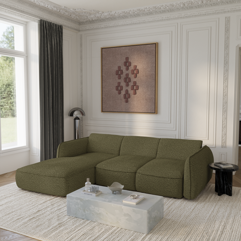 Canapé d'angle gauche convertible LIVIA tissu bouclette