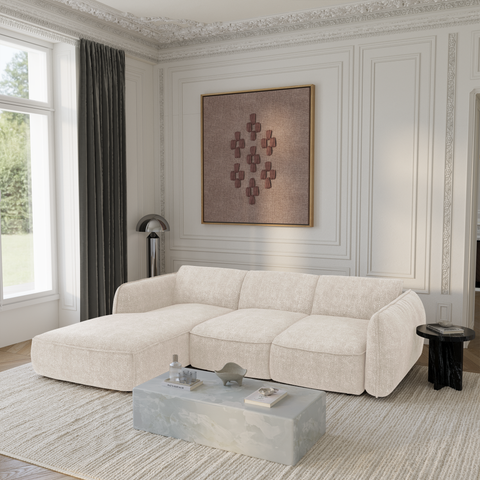 Canapé d'angle gauche convertible LIVIA velours tramé