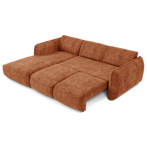 Canapé d'angle gauche convertible LIVIA velours tramé