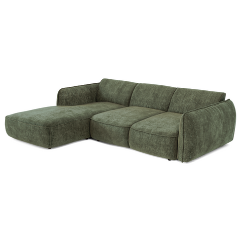 Canapé d'angle gauche convertible LIVIA velours tramé