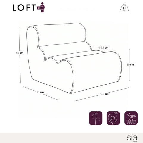 Fauteuil LOFT velours texturé