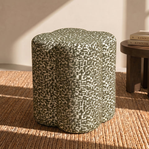 Pouf LUCKY tissu texturé à motif
