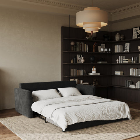 Canapé convertible 3 places LUXO tissu tramé touché doux