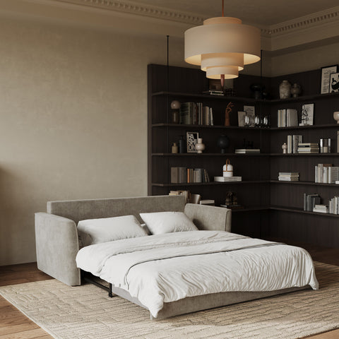 Canapé convertible 3 places LUXO tissu tramé touché doux
