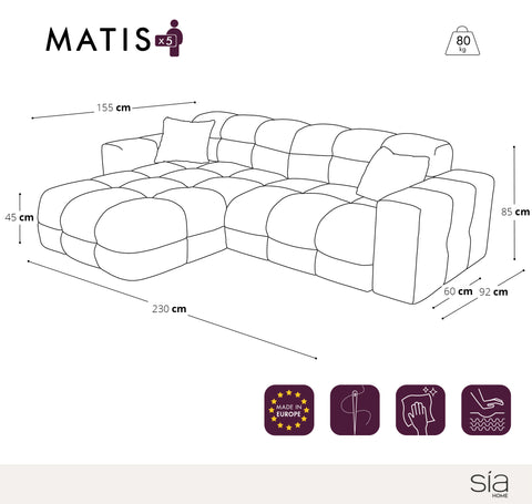 Canapé angle gauche MATIS Tissu bouclette