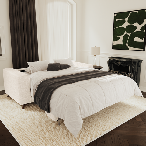 Canapé convertible express matelas 140cm MILANO Tissu bouclette