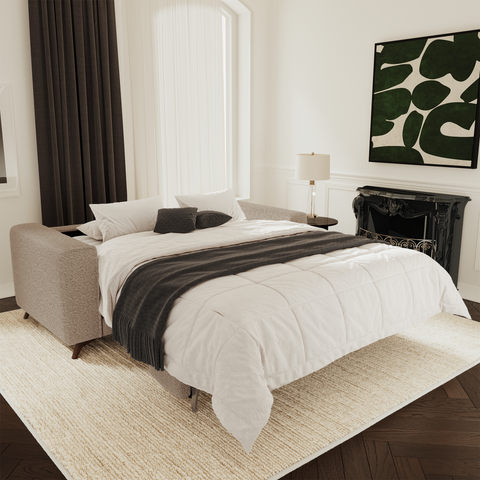 Canapé convertible express matelas 140cm MILANO Tissu bouclette