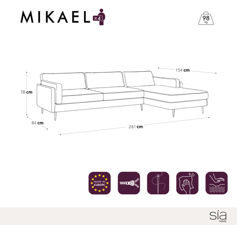Canapé d'angle droit MIKAEL Cuir