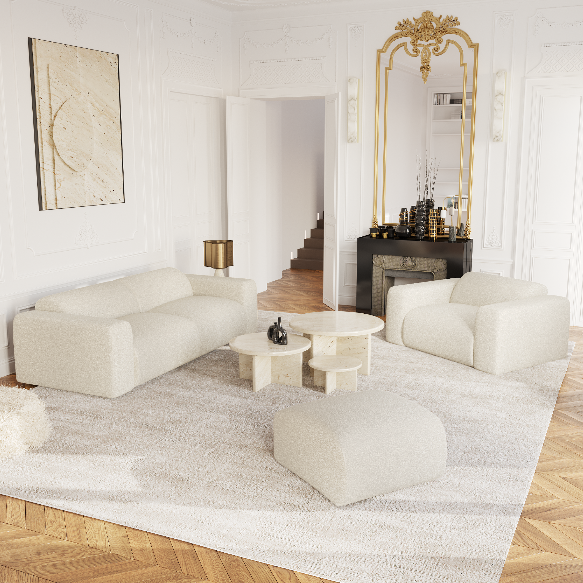 Canapé grand angle droit MYRA Bouclette– Sia Home