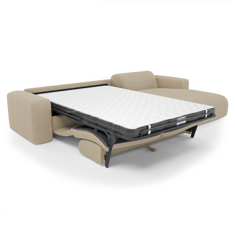 Canapé angle droit convertible express matelas Dunlopillo 140cm MYRA Velours Côtelé