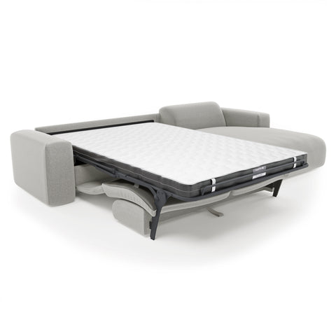 Canapé angle droit convertible express matelas Dunlopillo 140cm MYRA Tissu tramé